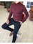 İtalyan Kesim Slim Fit Erkek Saten Bordo Zincirli Gömlek T4099 1