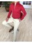 italyan stil slim fit dik yaka saten erkek kırmızı gömlek T4113 1