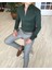 İtalyan Stil Slim Fit Dik Yaka Saten Erkek Gömlek Yeşil T4743 1