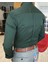 İtalyan Stil Slim Fit Dik Yaka Saten Erkek Gömlek Yeşil T4743 3