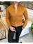 italyan stil slim fit dik yaka saten erkek gömlek Hardal T5105 1