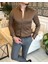 italyan stil slim fit dik yaka saten erkek gömlek Açık Kahve T5103 1