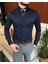 İtalyan Kesim Slim Fit Erkek Saten Zincirli Gömlek Lacivert T4802 1