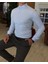 Italyan Kesim Slim Fit Erkek Küçük Yaka Gömlek Buz Mavisi T4799 2