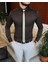 Italyan Stil Slim Fit Erkek Kravat Yaka Gömlek Kahverengi T6817 3