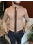 Italyan Stil Slim Fit Erkek Kravat Yaka Gömlek Vizon T6820 2