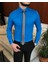 Italyan Stil Slim Fit Erkek Kravat Yaka Gömlek Saks T6815 1