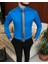 Italyan Stil Slim Fit Erkek Kravat Yaka Gömlek Saks T6815 2