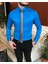 Italyan Stil Slim Fit Erkek Kravat Yaka Gömlek Saks T6815 3