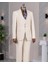 Italyan Stil Slim Fit Ceket Yelek Pantolon Takım Elbise Bej T14385 1