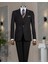 Italyan Stil Slim Fit Ceket Yelek Pantalon Takım Elbise Siyah T13960 1