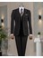 Italyan Stil Slim Fit Ceket Yelek Pantalon Takım Elbise Siyah T13960 4