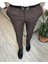 Italyan Stil Slim Fit Erkek Kumaş Pantolon Kahverengi T4911 1