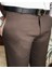Italyan Stil Slim Fit Erkek Kumaş Pantolon Kahverengi T4911 3