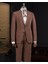 Italyan Stil Slim Fit Mono Yaka Ceket Pantolon Takım Elbise Kahverengi T14012 1
