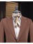Italyan Stil Slim Fit Mono Yaka Ceket Pantolon Takım Elbise Kahverengi T14012 2