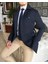 Italyan Stil Slim Fit Mevsimlik Erkek Trençkot Mont Lacivert T4979 4
