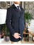 Italyan Stil Slim Fit Mevsimlik Erkek Trençkot Mont Lacivert T4979 5