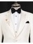 İtalyan stil slim fit sivri yaka ceket yelek pantolon damatlık set ekru T14333 2