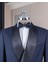 Italyan Stil Slim Fit Şal Yaka Ceket Pantolon Damatlık Set Lacivert T14286 2