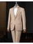 Italyan Stil Şal Yaka Ceket Yelek Pantolon Damatlık Set Bej T14269 1