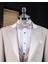 İtalyan stil slim fit sivri yaka ceket yelek pantolon damatlık set bej T14332 2