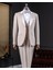 İtalyan stil slim fit sivri yaka ceket yelek pantolon damatlık set bej T14332 3