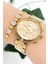 Kadın Kol Saati Çelik Kordon Çelik Kasa Taşlı Bileklik Hediyesi ile Gold ZMFER045 2
