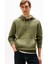 Erkek Essentıal Nakışlı Logo Kapüşonlu Sweatshirt - Yeşil 1