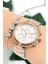 Kadın Kol Saati Çelik Kordon Çelik Kasa Taşlı Bileklik Hediyesi ile Rose-Gümüş ZMFER045 2