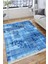 Mavi Çiçekli Halı Yıkanabilir Kilim Kaymaz Tabanlı Yolluk Dot Tabanlı Halı 2122A 3
