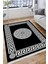 Siyah Dekoratif Halı Kaymaz Tabanlı Makinede Yıkanabilir Kilim Dot Tabanlı Salon Halısı 3128G 2
