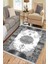 Klasik Desenli Gri Makinede Yıkanabilir Kilim Kaymaz Dot Tabanlı Oturma Odası Halısı 3029D 4