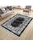 Siyah Klasik Motifli Makinede Yıkanabilir Kilim Kaymaz Dot Tabanlı Oturma Odası Halısı 3051E 2
