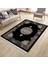 Siyah Göbekli Desen Kaymaz Taban Halı Makinede Yıkanabilir Kilim Dot Tabanlı Halı 3022A 1