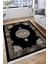 Siyah Göbekli Desen Kaymaz Taban Halı Makinede Yıkanabilir Kilim Dot Tabanlı Halı 3022A 2