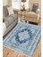 Mavi Kaymaz Tabanlı Halı Makinede Yıkanabilir Kilim Dot Tabanlı Salon Halısı 3001C 1