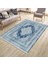 Mavi Kaymaz Tabanlı Halı Makinede Yıkanabilir Kilim Dot Tabanlı Salon Halısı 3001C 3
