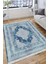 Mavi Kaymaz Tabanlı Halı Makinede Yıkanabilir Kilim Dot Tabanlı Salon Halısı 3001C 4