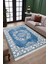 Klasik Desenli Mavi Makinede Yıkanabilir Kilim Kaymaz Dot Tabanlı Oturma Odası Halısı 3027B 3
