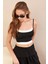 Kadın Siyah Color Block Askılı Crop Bluz AN8082 3