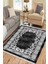 Siyah Klasik Motifli Makinede Yıkanabilir Kilim Kaymaz Dot Tabanlı Oturma Odası Halısı 3051E 4