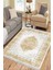 Vintage Motifli Makinede Yıkanabilir Kilim Kaymaz Dot Tabanlı Oturma Odası Halısı 3049A 4