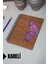 Kelebek Temalı Ahşap Kapaklı Defter - Kareli Defter - Ajanda - Okul Defteri (A5 - 120 Sayfa) 1