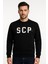 Erkek Siyah 3 Iplik Şardonlu Pamuklu Sweatshirt 1