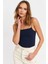 Kadın Lacivert İp Askılı Crop Bluz EV63 5