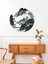 , Haki Yeşil ve Beyaz Tonlarda, Japon Evi, Dağ ve Bulutlar Temalı , Cam, Duvar Sticker, 50X50CM 2