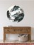 , Haki Yeşil ve Beyaz Tonlarda, Japon Evi, Dağ ve Bulutlar Temalı , Cam, Duvar Sticker, 50X50CM 5