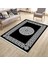 Siyah Dekoratif Halı Kaymaz Tabanlı Makinede Yıkanabilir Kilim Dot Tabanlı Salon Halısı 3128G 1