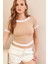 Kadın Camel Büzgülü Beyaz Garnili Bluz MX9465 4